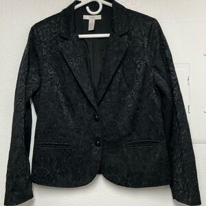 Chico's Black Jacquard Blazer with Textured Design